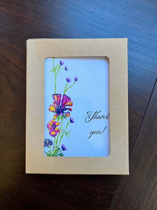 Boxed set of six floral thank you cards