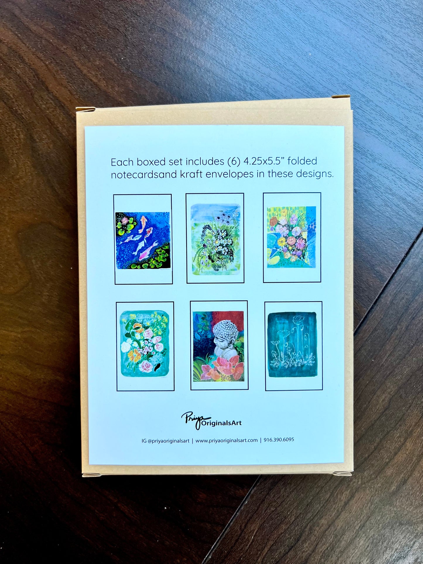 Assorted floral notecards- set of six cards