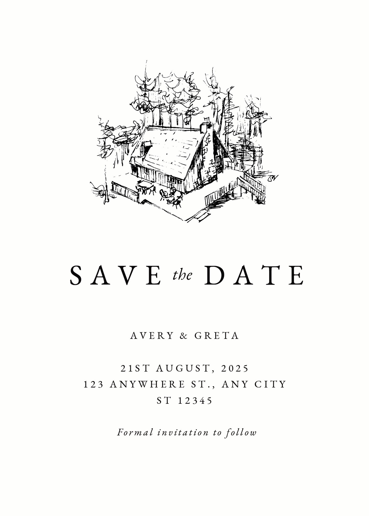 Wedding Venue custom illustration for stationery: invitations, save the date, table signs, location maps