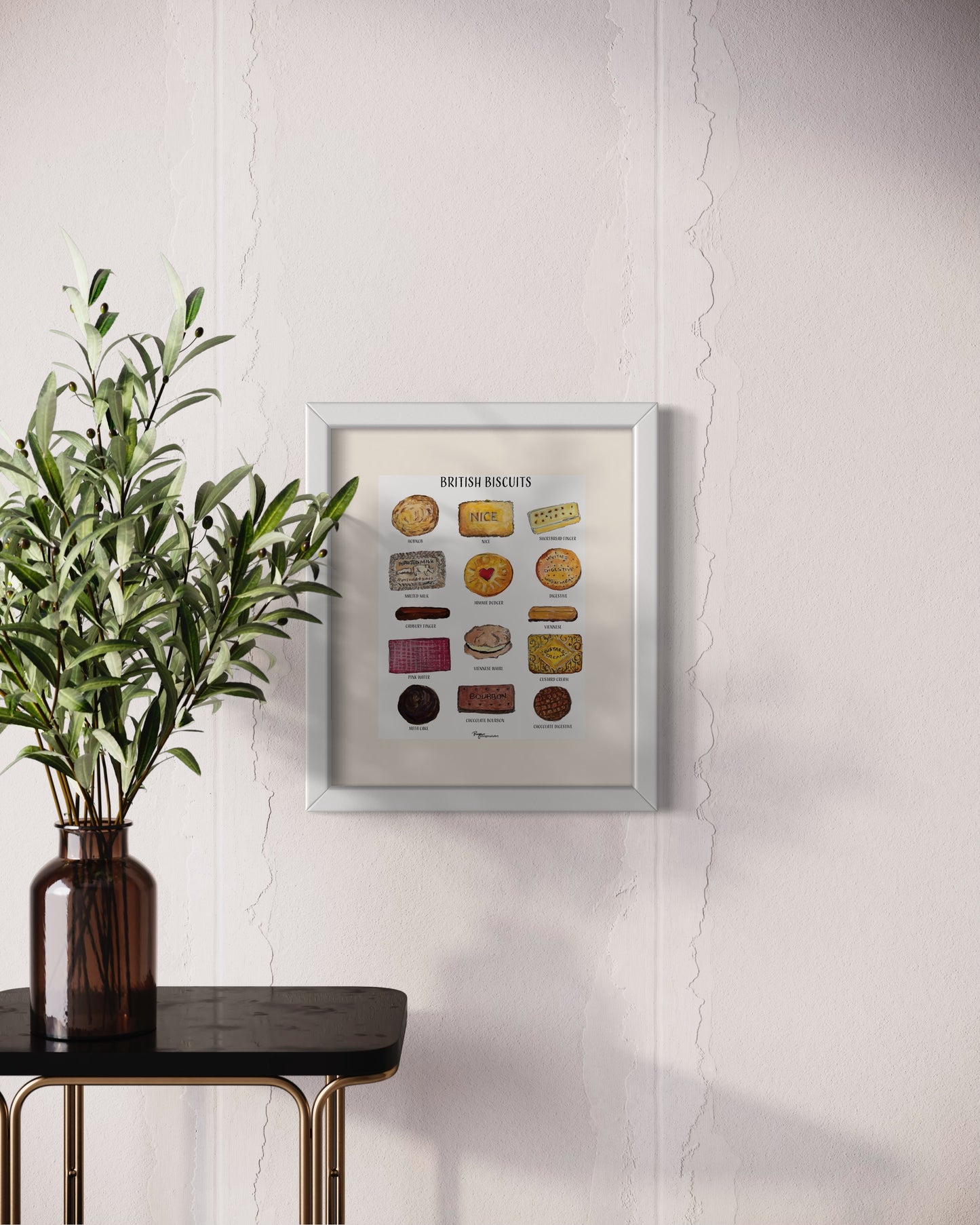 British biscuits print illustration
