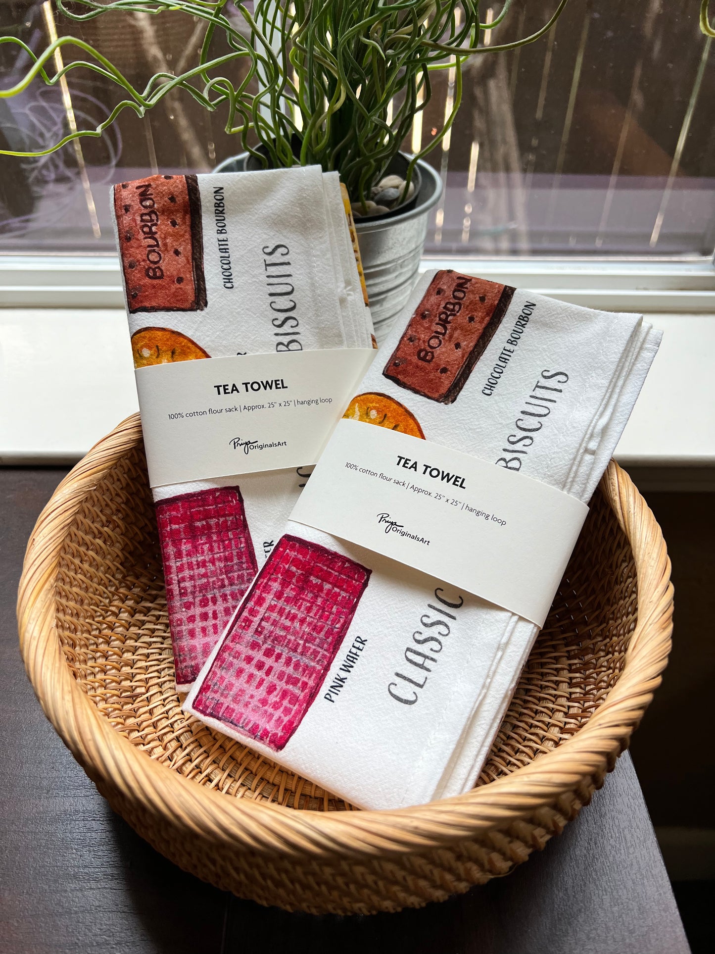 Classic British Biscuits (center panel) flour sack tea towel