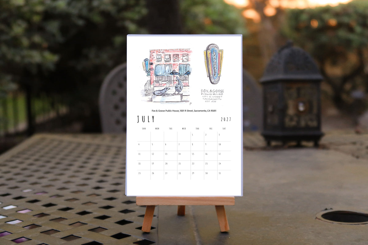 Urban Sketches of Sacramento Desktop 2027 Calendar + Easel