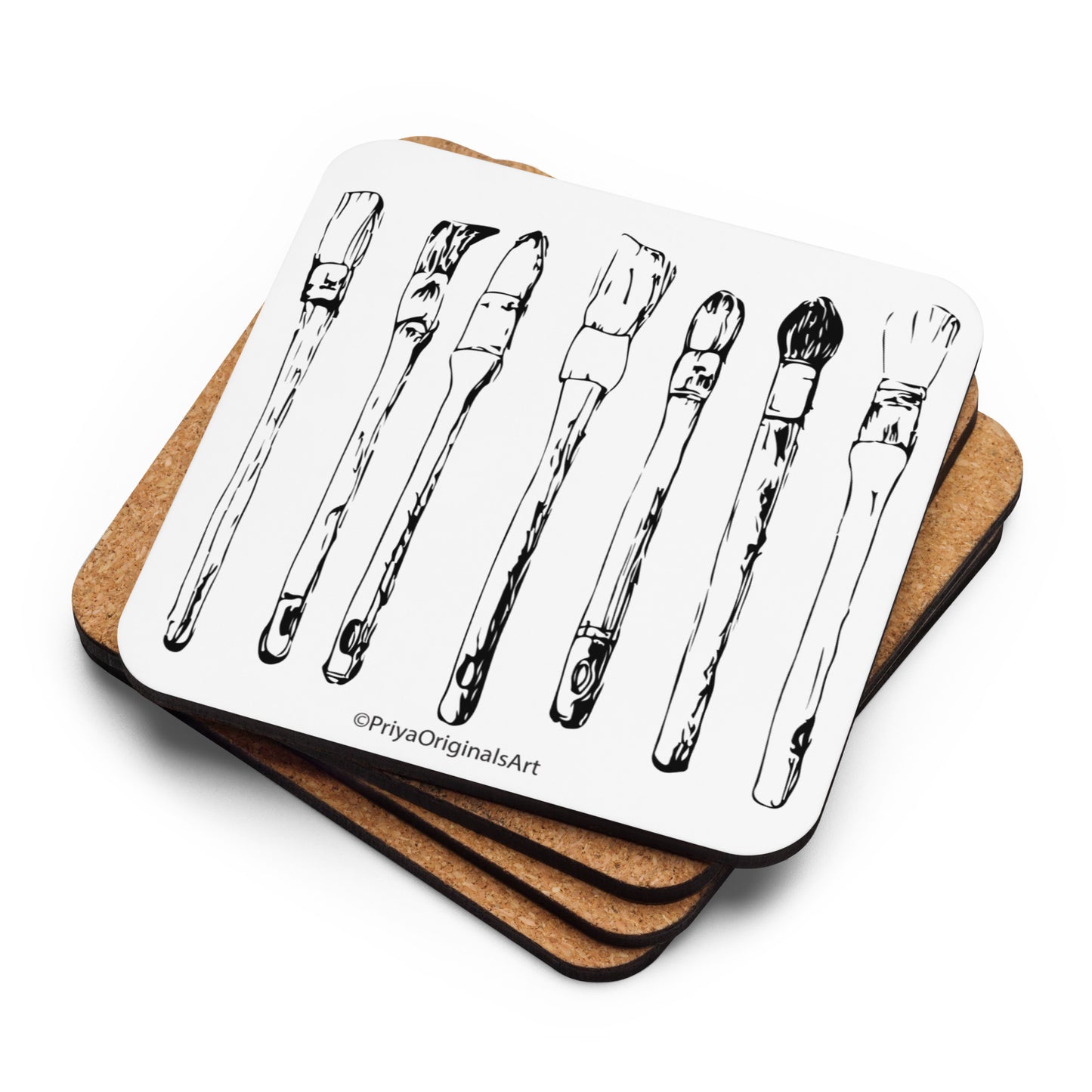 Antique French Paintbrushes - Cork-back coaster (online only)