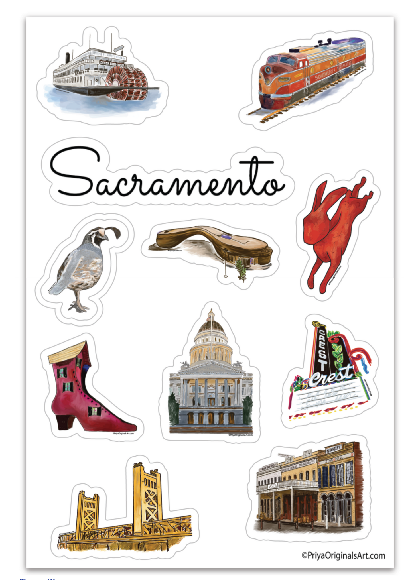 Sacramento city - sticker sheet