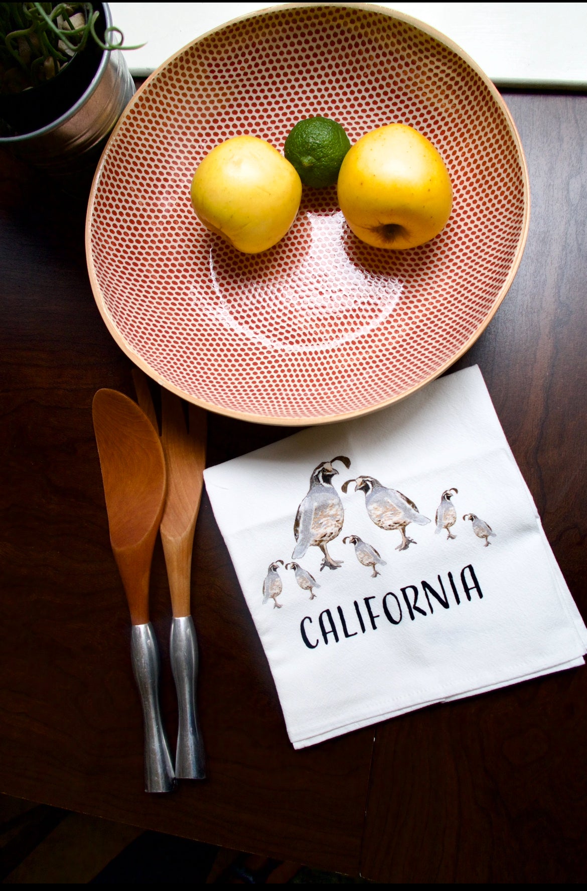 California Quail Flour Sack Tea Towel