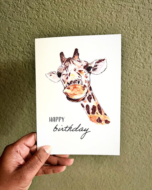 Giraffe birthday card 5x7