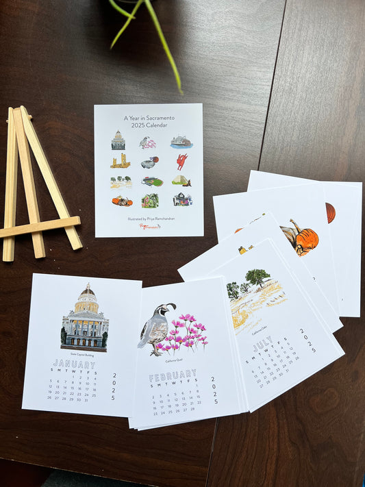 A Year in Sacramento - 2025 Desktop Calendar + easel