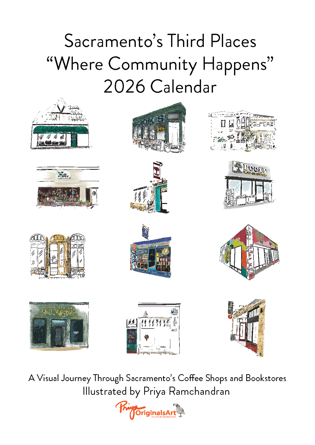 Sacramento's Third Places 2026 Desktop Calendar + easel