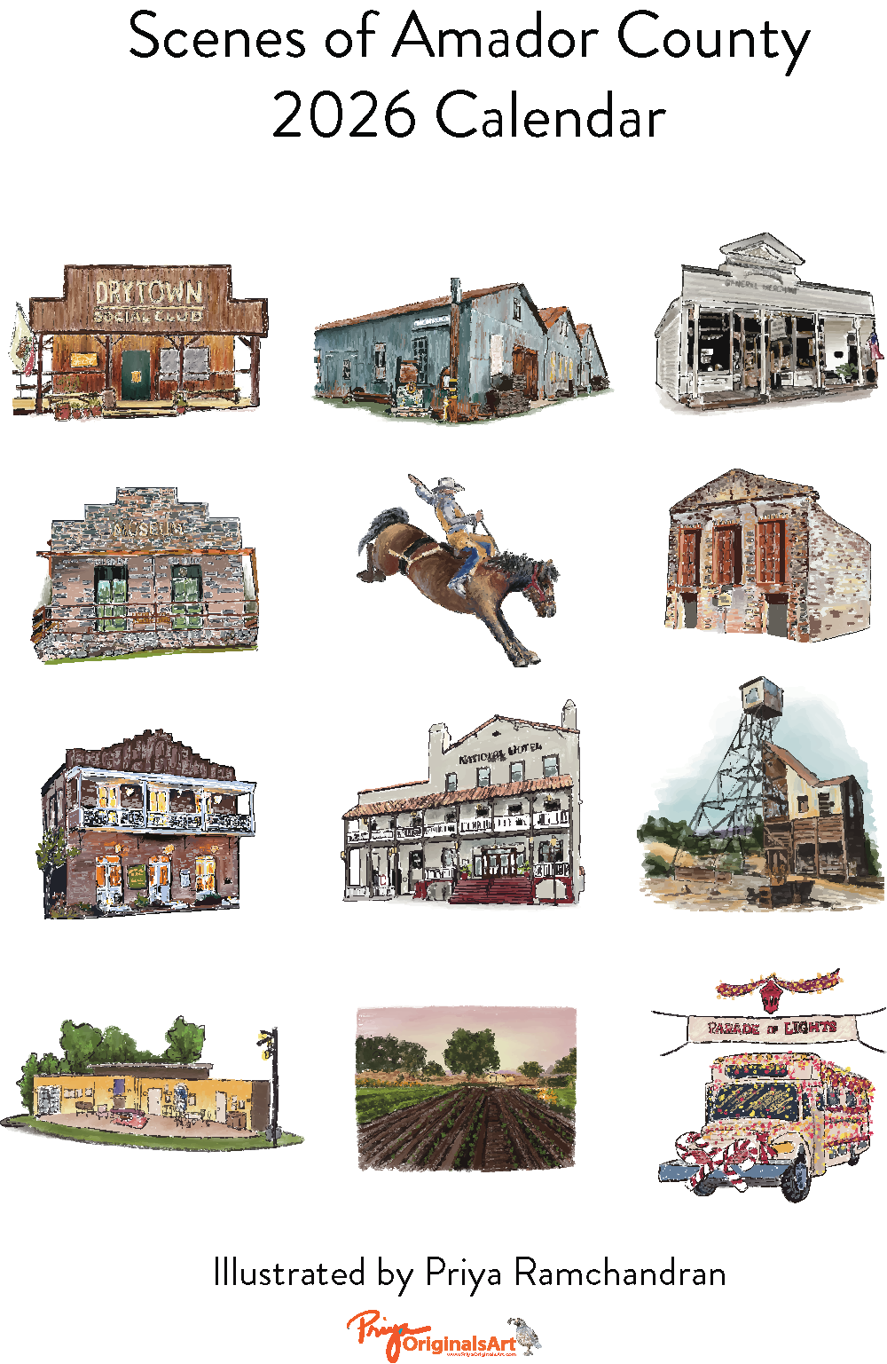 2026 Amador County Mini Desktop Calendar