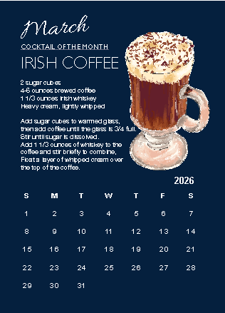 A Year in Cocktails - 2026 Desktop Calendar + easel
