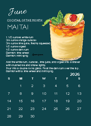 A Year in Cocktails - 2026 Desktop Calendar + easel