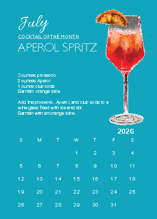 A Year in Cocktails - 2026 Desktop Calendar + easel