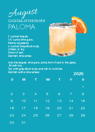 A Year in Cocktails - 2026 Desktop Calendar + easel