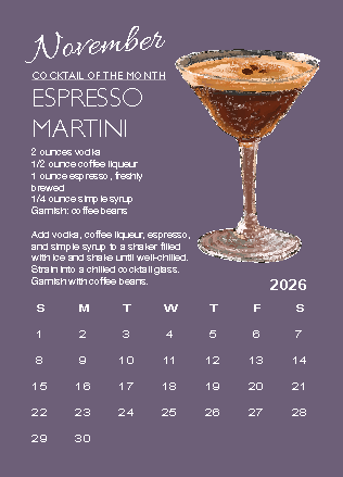 A Year in Cocktails - 2026 Desktop Calendar + easel