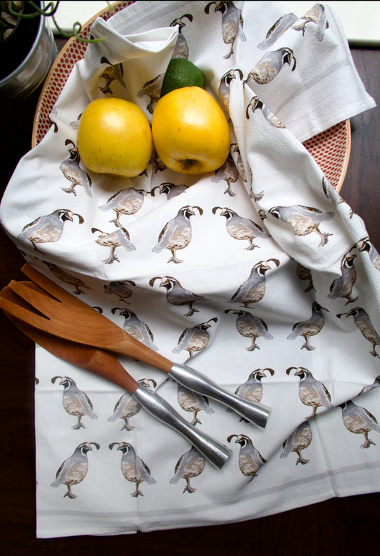 Quail Flour Sack Tea Towel