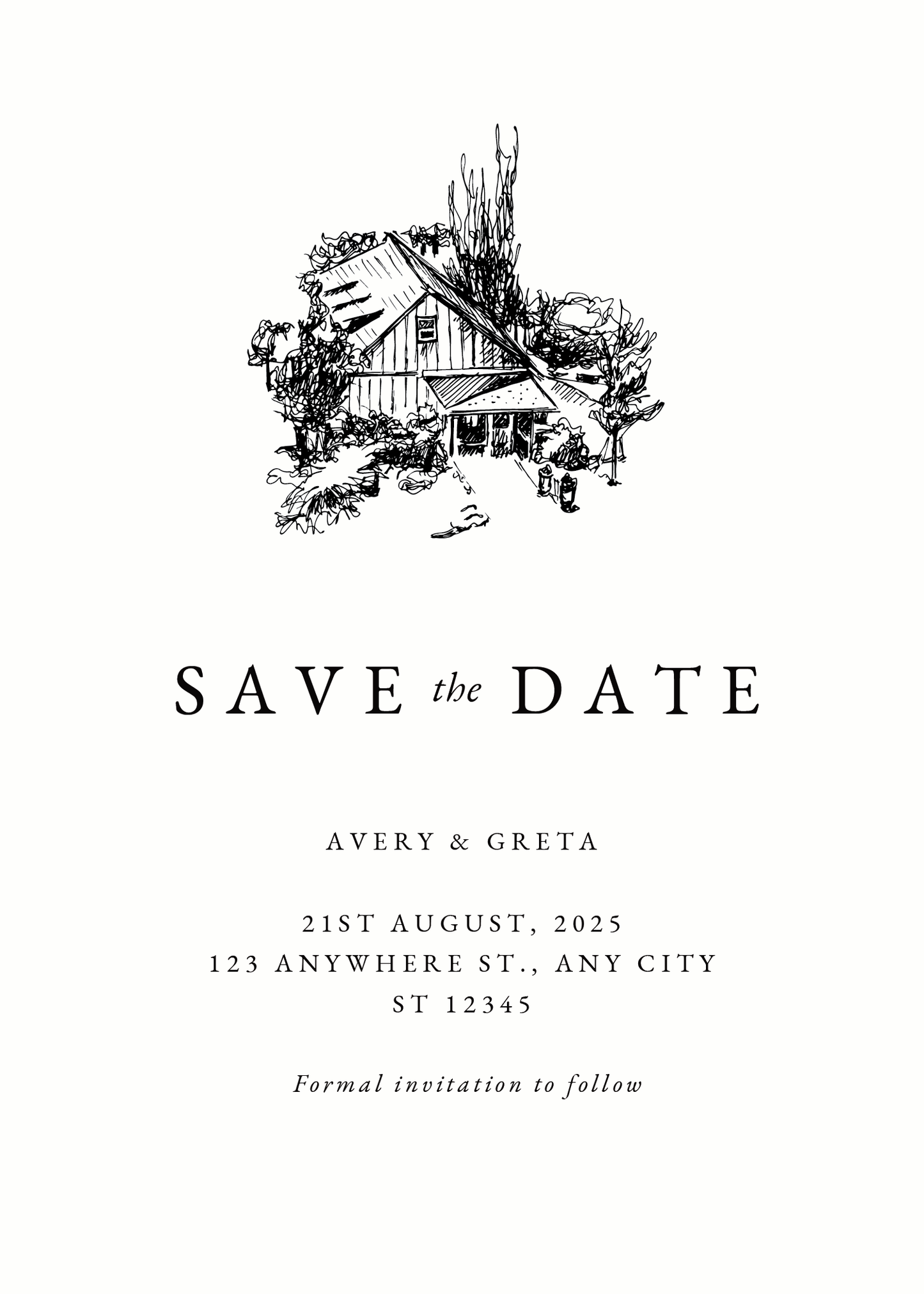 Wedding Venue custom illustration for stationery: invitations, save the date, table signs, location maps