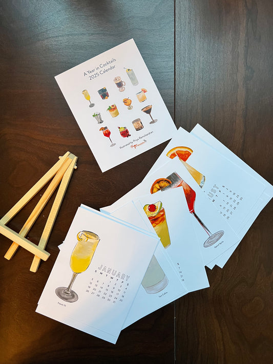 A Year in Cocktails - 2025 Desktop Calendar + easel