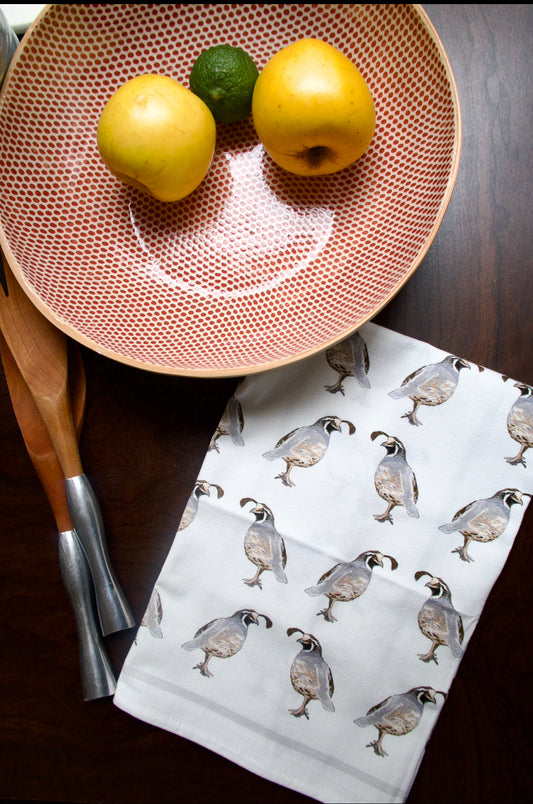 Quail Flour Sack Tea Towel