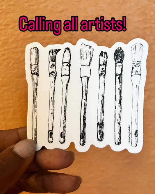 Antique French paintbrushes sticker