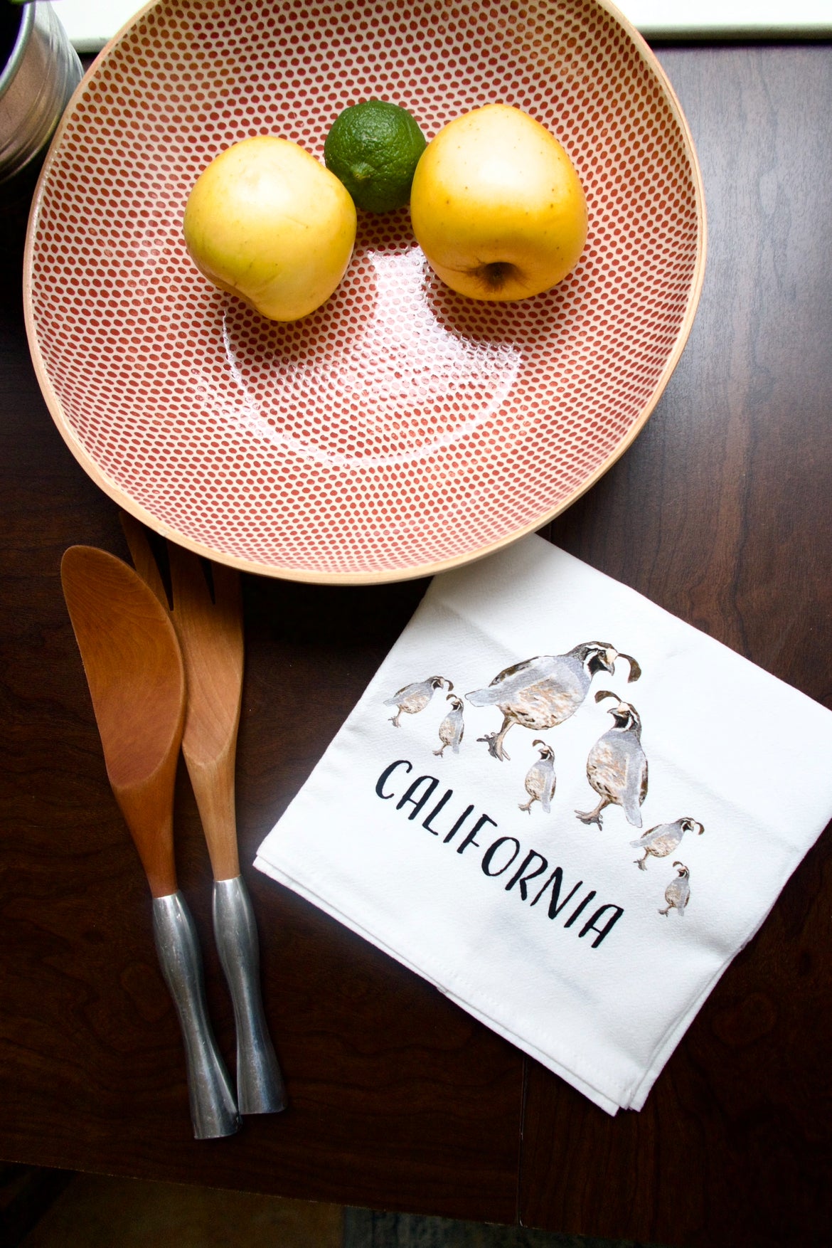 California Quail Flour Sack Tea Towel