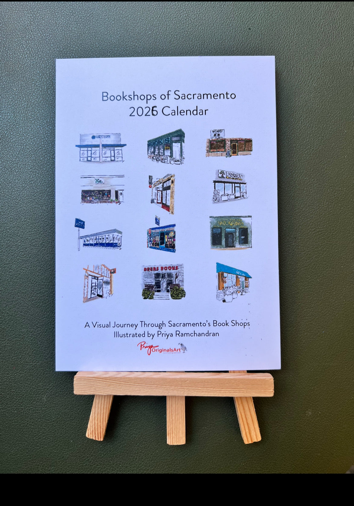 Bookshops of Sacramento 2026 Desktop Calendar + easel