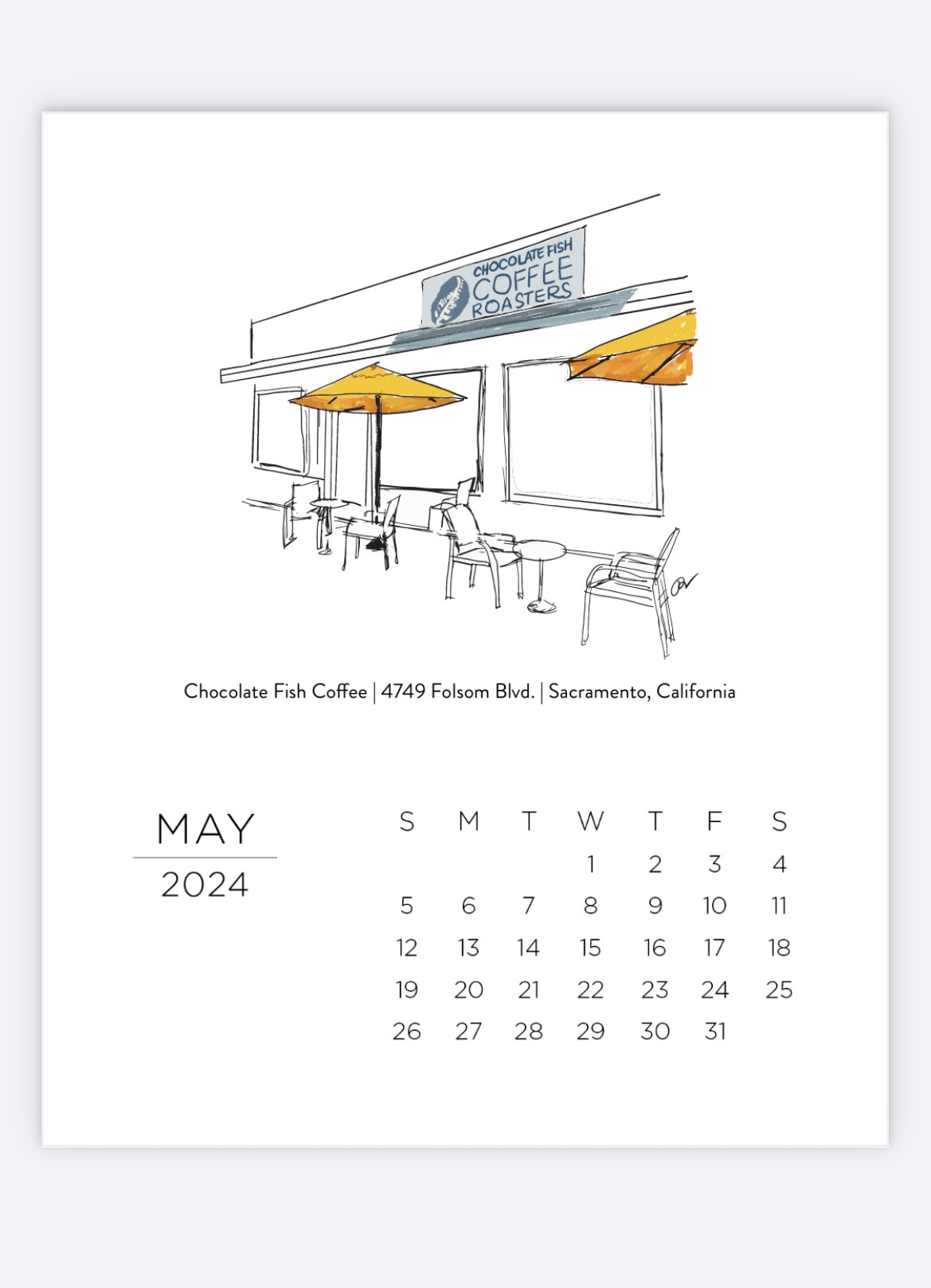 Coffee Shops of Sacramento - 2024  Desktop Calendar - limited edition