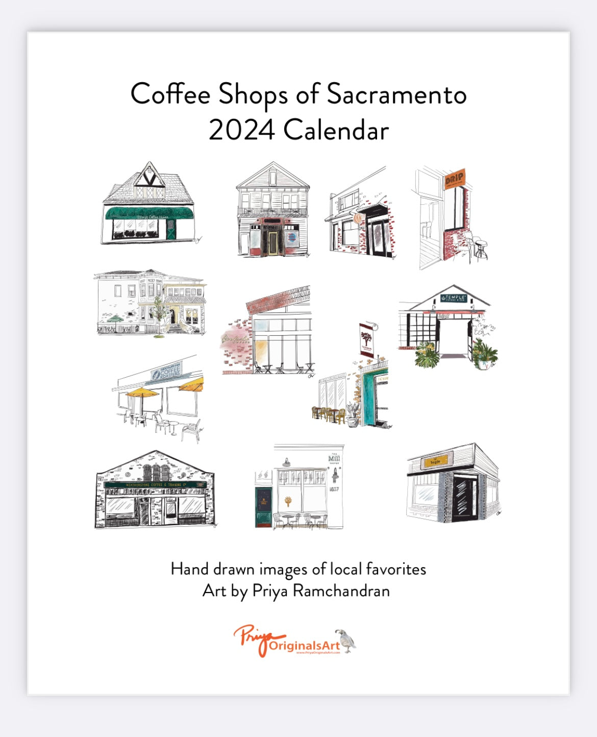 Coffee Shops of Sacramento - 2024  Desktop Calendar - limited edition