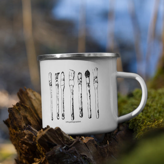 Antique French Paintbrushes - Enamel Mug (online only)